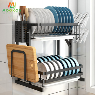 Space Save Foldable Stainless Steel Kitchen Dish Drainer Rack 