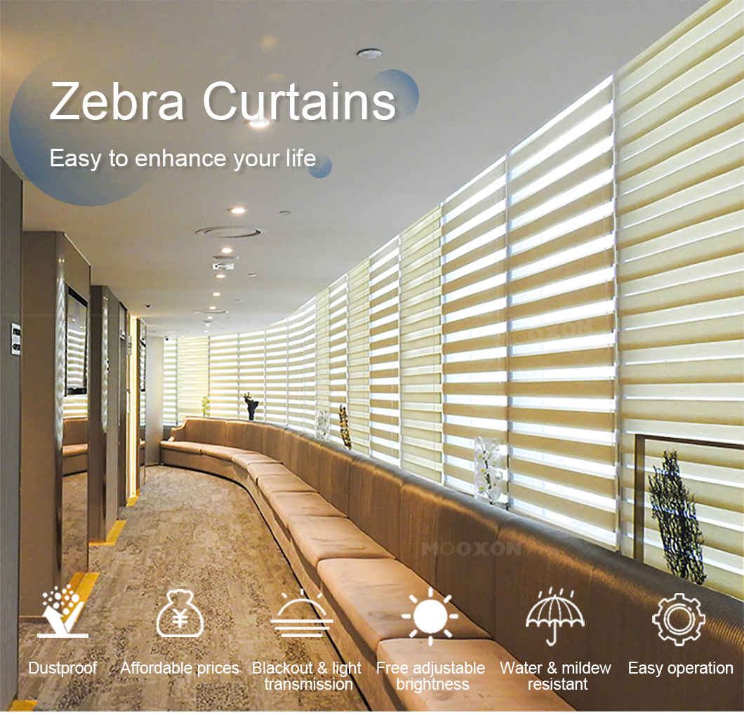 Aluminum Blinds Light Filtering Shade Window Fabric Roll Curtain Cordless Zebra Blinds ，IC-Z50CO