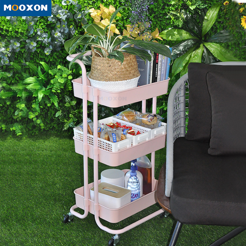 The Nordic Popular 3 Tier Rolling In Hand Cart Trolley Kitchen Storage Holder 