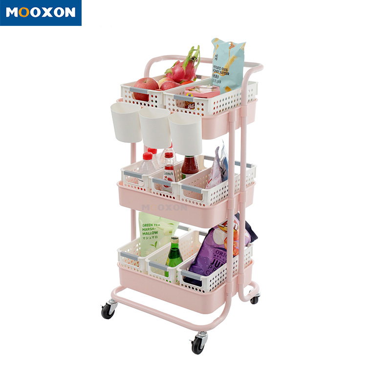 The Nordic Popular 3 Tier Rolling In Hand Cart Trolley Kitchen Storage Holder 