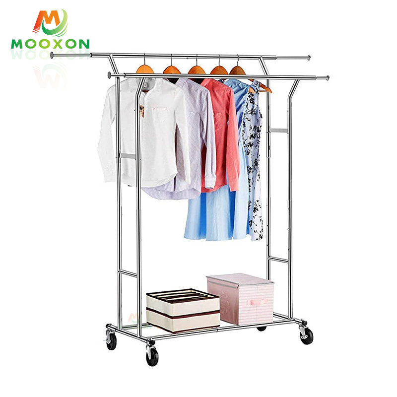 Garment Racks Coat Hanging Shelf Clothing Hat Storage Organizer Rolling Cart Clothes Rack 