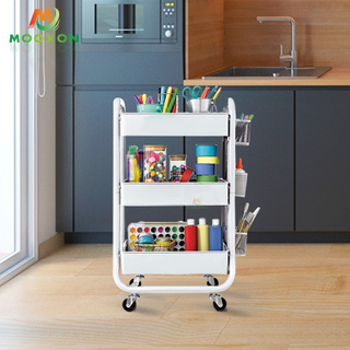 Space Save Home Kitchen Metal Storage Rack Rolling Multifunctional Trolley Hand Cart