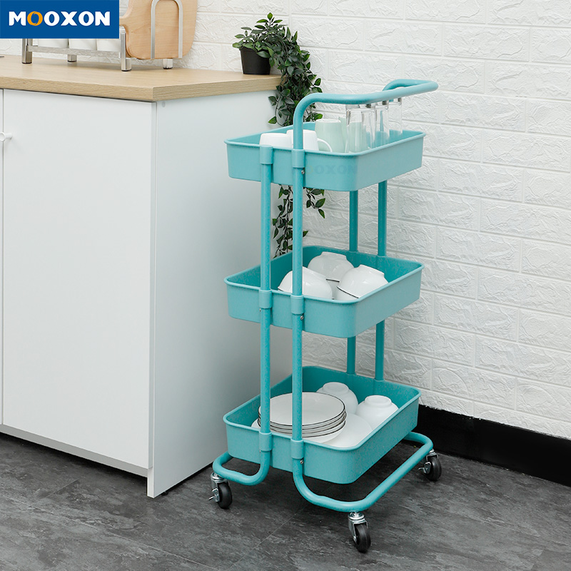 3 Tier Rolling Utility Rack Multi-purpose Trolley Cart Kitchen Shelf Storage Organizer Craft Cart