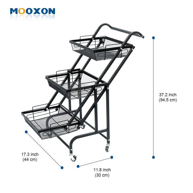 Rust-Proof Rotatable Kitchen Mesh Basket Shelf Trolley Cart Organizer Storage Hand Carts