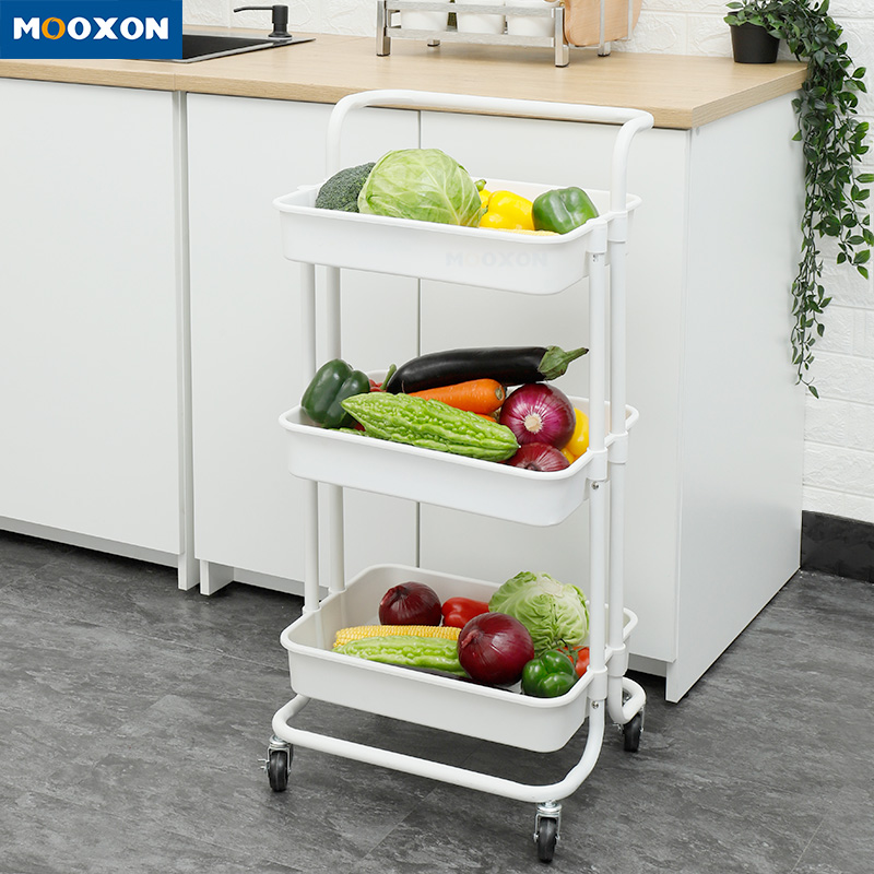 3-Tier Multifunction Metal Utility Rolling Cart