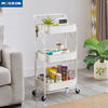 Good Capacity Indoor 3 Tier Storage Holder Rolling Hand Cart With Four Wheel