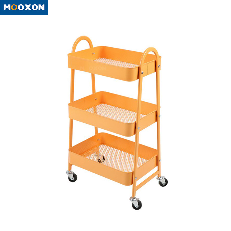 3-Tier Metal Utility Kitchen Trolley Cart Rolling Storage Shelves With Handles 