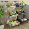 Rust-Proof Rotatable Kitchen Mesh Basket Shelf Trolley Cart Organizer Storage Hand Carts