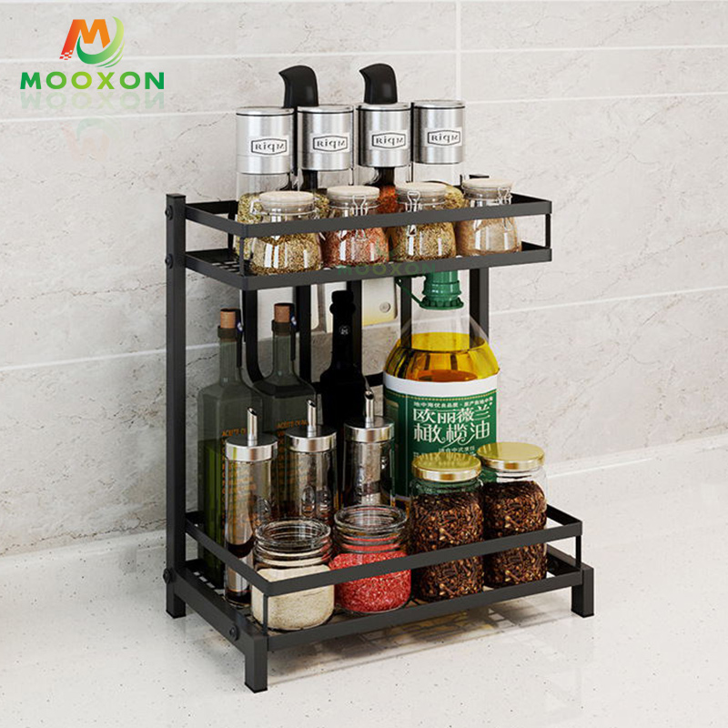 Home Furniture Kitchen Use Storage Shelf Stainless Steel Spice Jar Rack 