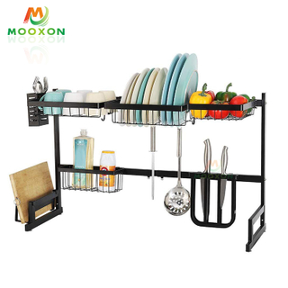 Foldable Plate Dryer Dish Drainer Adjustable Drying Retractable Dishes Rack 